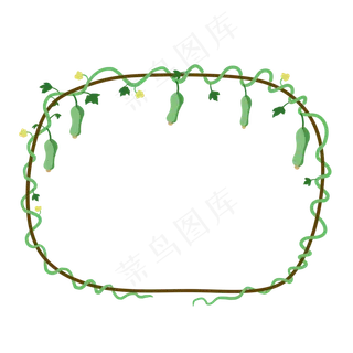 手绘蔬菜植物绿色美食丝瓜边框