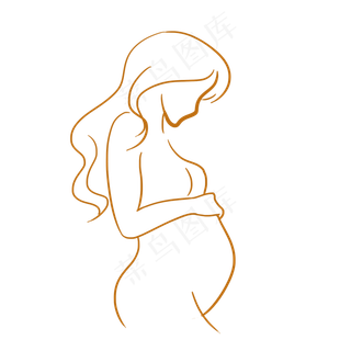 母亲节母亲形象简单线稿免抠PN