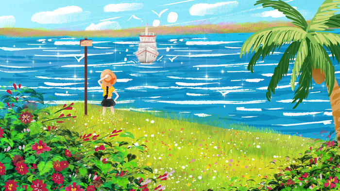 海洋风景小清新风格(2880*1620px 300 dpi )psd模版下载
