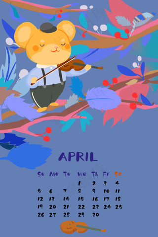 鼠年日历 四月,免抠元素