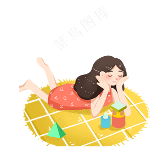 儿童节女孩玩积木PNG素材