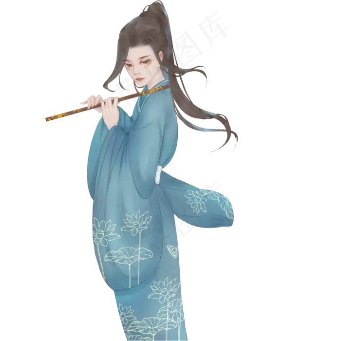 古风吹笛子的人(2000X2000(DPI:300))psd模版下载