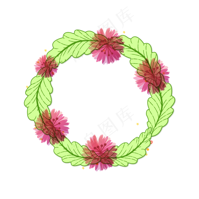 矢量手绘绿叶花环ai矢量模版下载