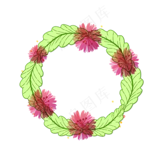 矢量手绘绿叶花环