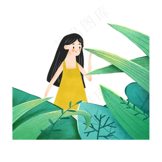 草丛中的小女孩