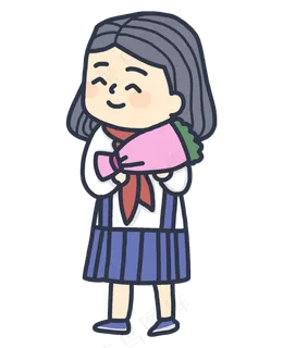 手持鲜花少先队员