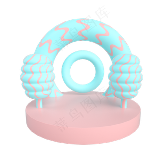 马卡龙色系电商展台装饰