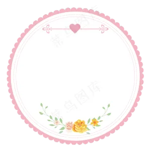 粉色蕾丝花边鲜花圆形矢量边框素,免抠元素