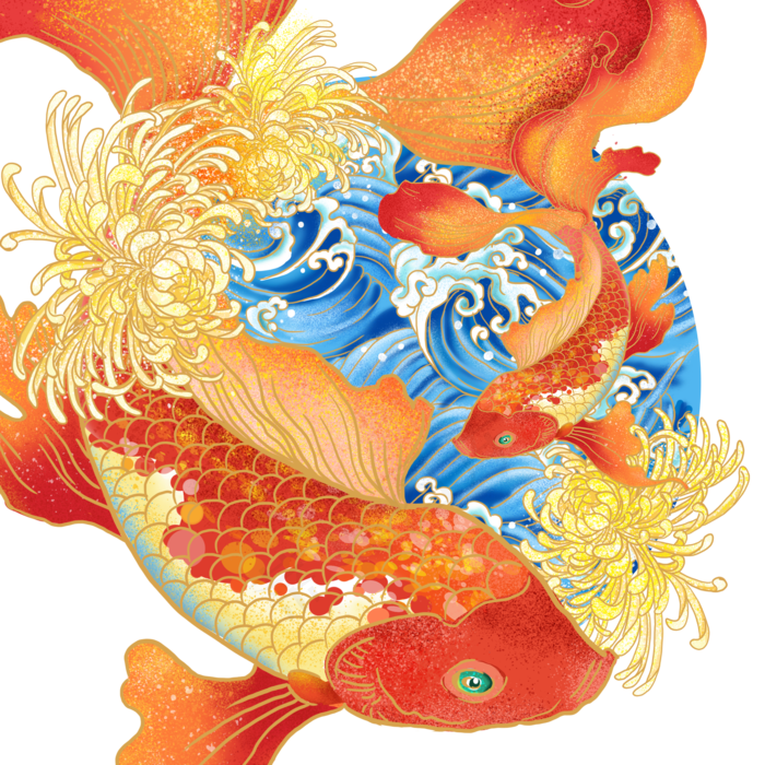 国潮锦鲤(2000X2000(DPI:300))psd模版下载