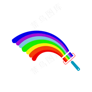 手绘刷出五颜六色缤纷彩虹,免抠元素