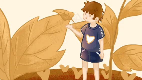 秋分 纷飞的落叶 小清新插画风