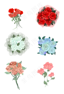 玫瑰花花束叶子求婚粉色免扣合集