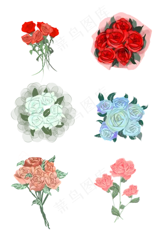 玫瑰花花束叶子求婚粉色免扣合集