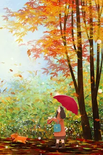 艳丽树林秋风景色彩