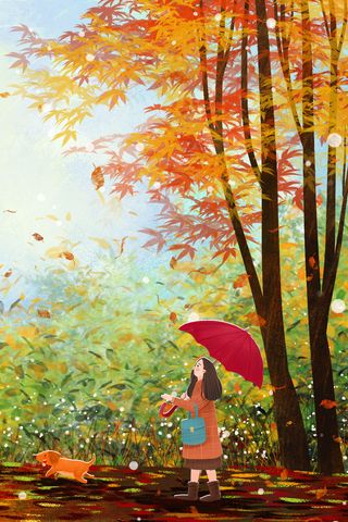 艳丽树林秋风景色彩