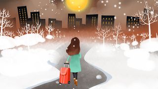 卡通手绘风立冬节气配图