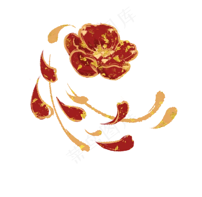 红色中国风花(859X838(DPI:300))psd模版下载