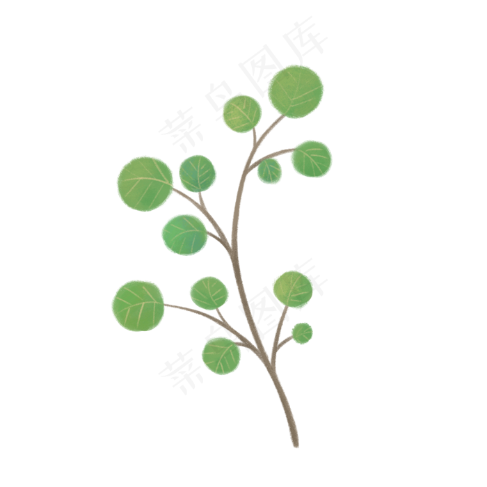 手绘绿色树木绿叶花草植物(2480X2480(DPI:300))psd模版下载