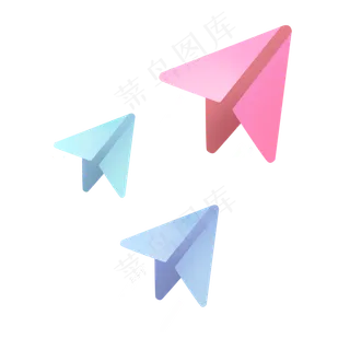 向上飞的彩色扁平纸飞机矢量免抠