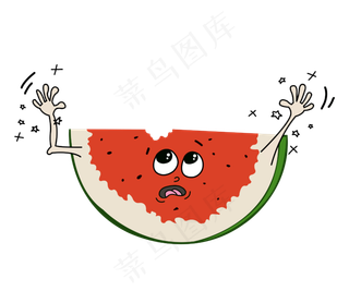 手绘风西瓜免抠素材表情元素免费