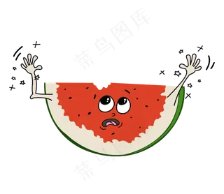 手绘风西瓜免抠素材表情元素免费
