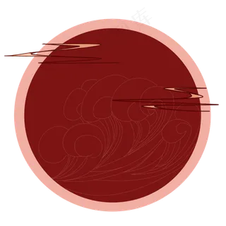 红色圆形中国风新年边框,免抠元素