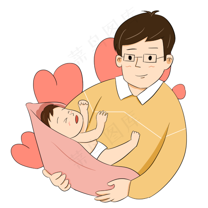 父亲节暖色系爸爸带着宝宝