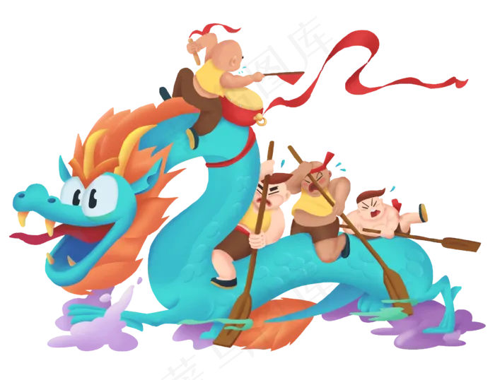 端午节赛龙舟手绘卡通(2600X2000(DPI:300))psd模版下载