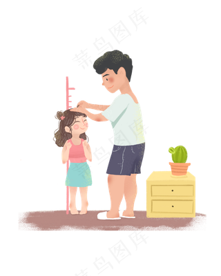 父亲节爸爸给女儿量身高png素材