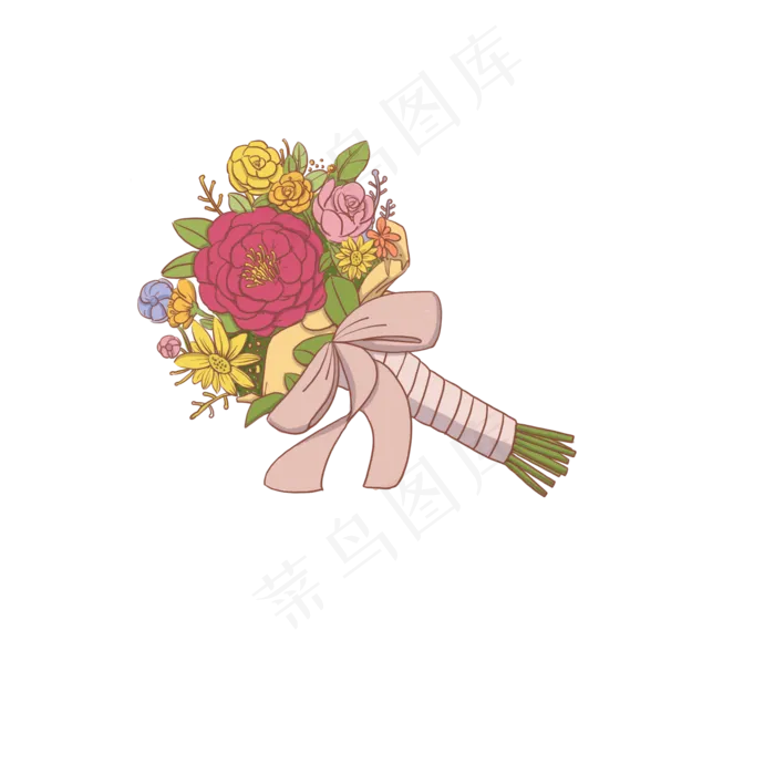 手绘粉色花束捧花可商用元素(2000X2000(DPI:300))psd模版下载