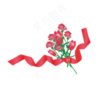 花装饰图案小粉花丝带