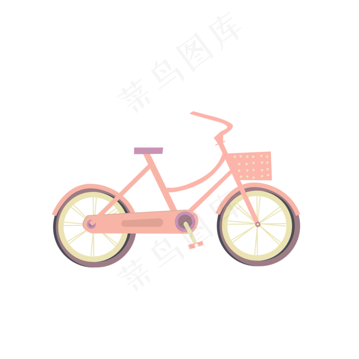 手绘粉色自行车PNG素材,免抠元素(2000*2000px 300 dpi )psd模版下载