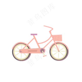手绘粉色自行车PNG素材,免抠元素