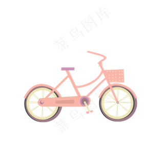 手绘粉色自行车PNG素材,免抠元素