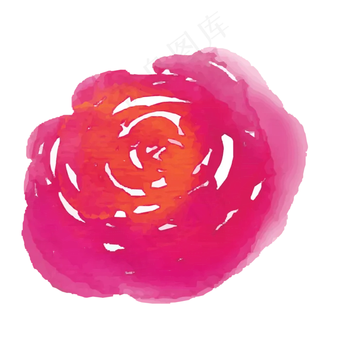 玫红色的玫瑰花朵手绘(2083X2083(DPI:300))psd模版下载