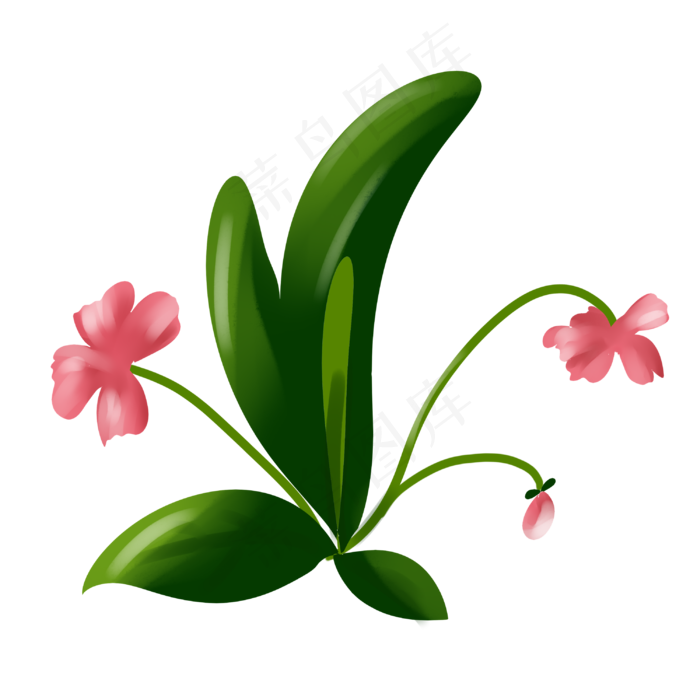 春天花开粉色的花手绘装饰(3000X3000(DPI:299))psd模版下载