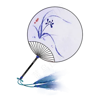 青花团扇中国风水墨PNG素材,免抠元素 青花团扇中国风水墨PNG素材,免抠元素