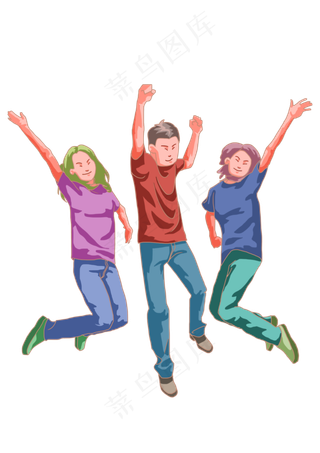 五四青年节雀跃的青年人免扣元素,免抠元素