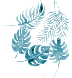 蓝色的装饰树叶