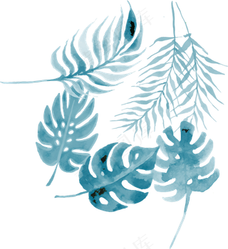 蓝色的装饰树叶