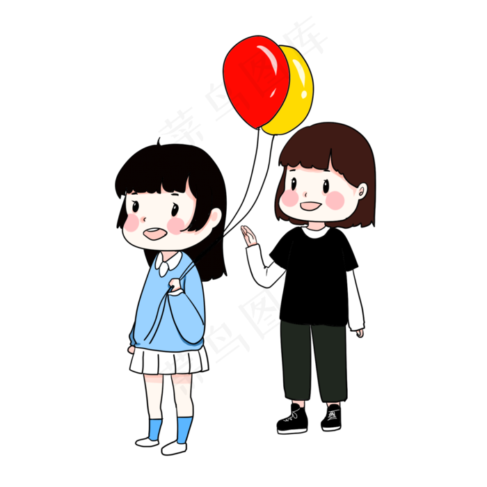 儿童节小女孩拿气球朋友可爱萌Q(2000X2000(DPI:300))psd模版下载