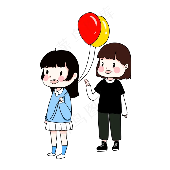 儿童节小女孩拿气球朋友可爱萌Q