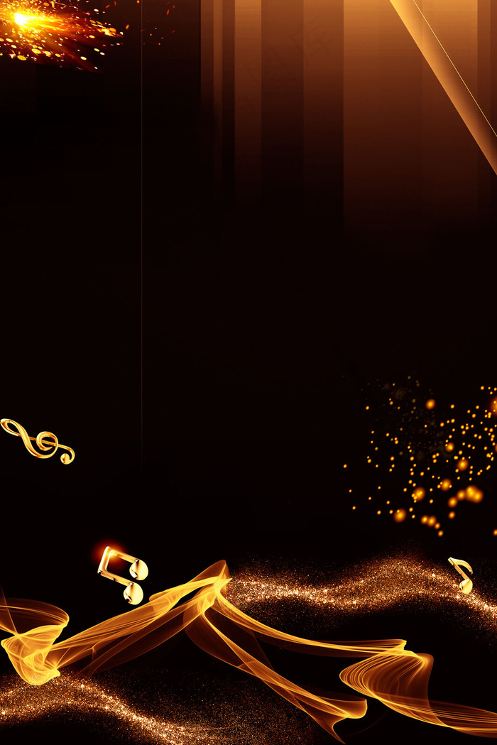 黑金商务简约流光乐符火星海报