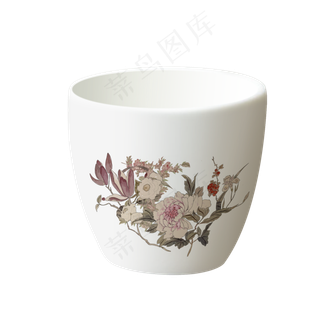 酒杯实物陶瓷花鸟酒杯白色茶杯,免抠元素