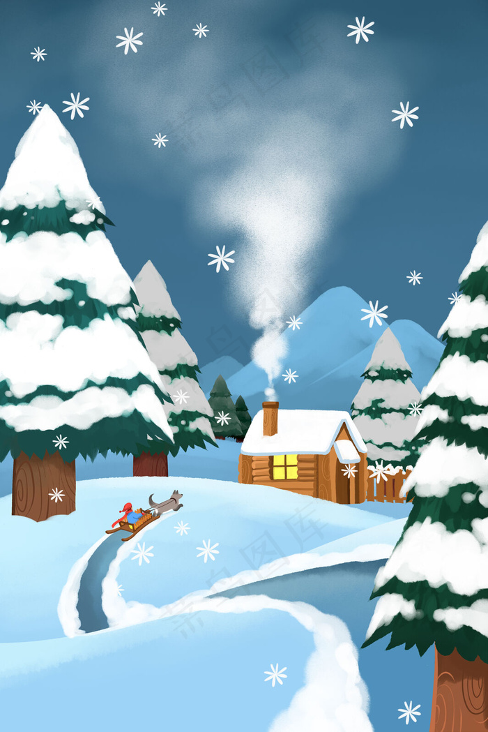 卡通手绘风冬景配图