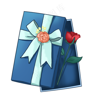 情人节手绘精美鲜花礼盒PNG免抠素