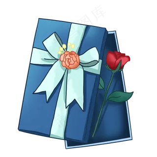 情人节手绘精美鲜花礼盒PNG免抠素