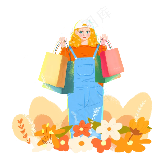 618购物狂欢节女孩png素材(2000X2000(DPI:300))psd模版下载