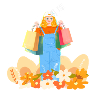 618购物狂欢节女孩png素材