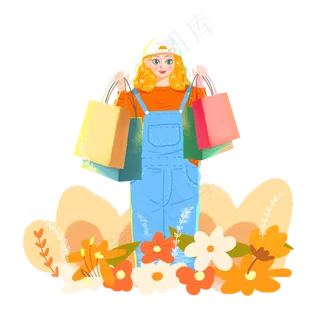 618购物狂欢节女孩png素材